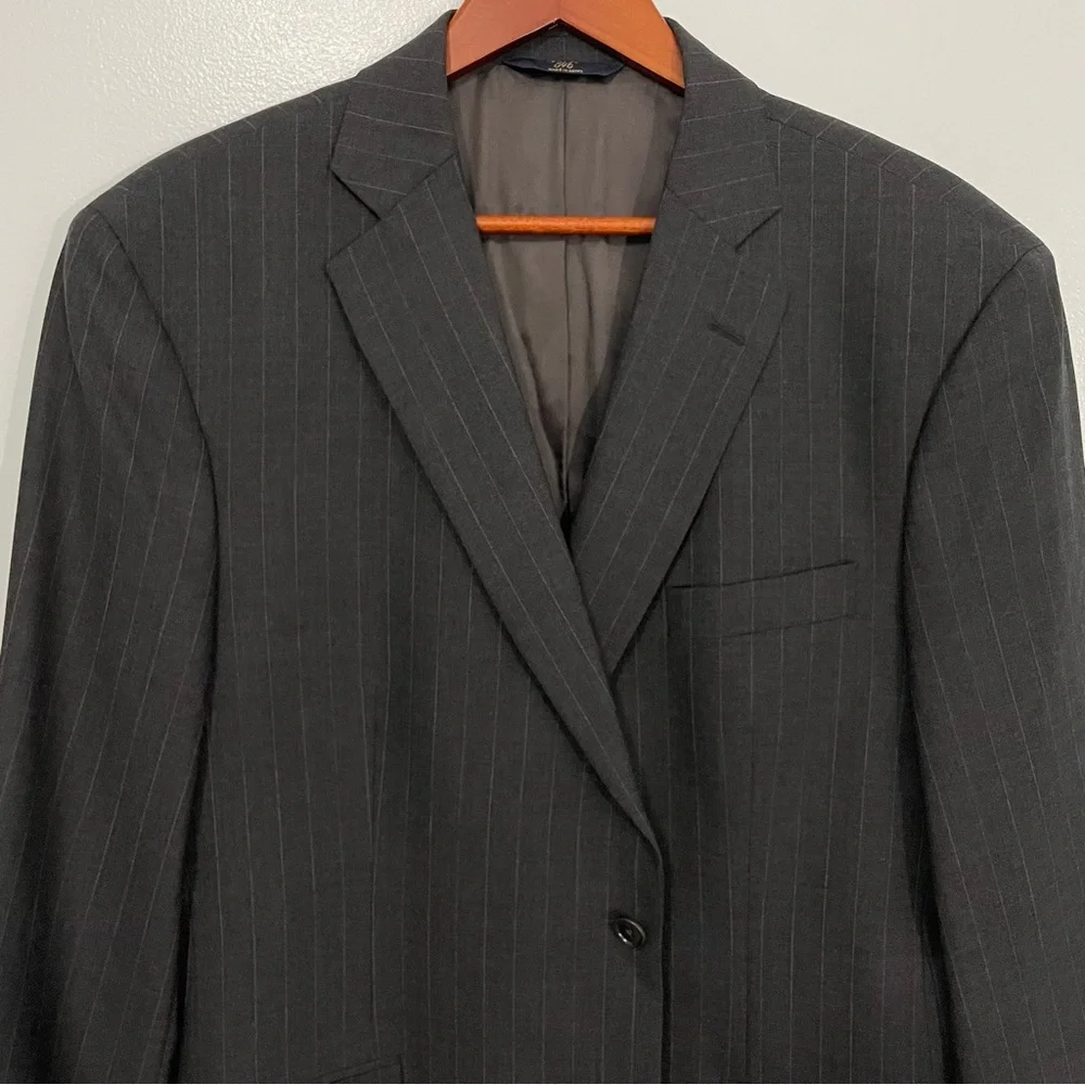 Brooks Brothers 346 Gray Pinstripe Stretch Wool Blazer  Size 46R